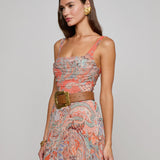 Rasha Tank Orange/Light Blue Traditional Paisley