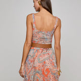 Rasha Tank Orange/Light Blue Traditional Paisley