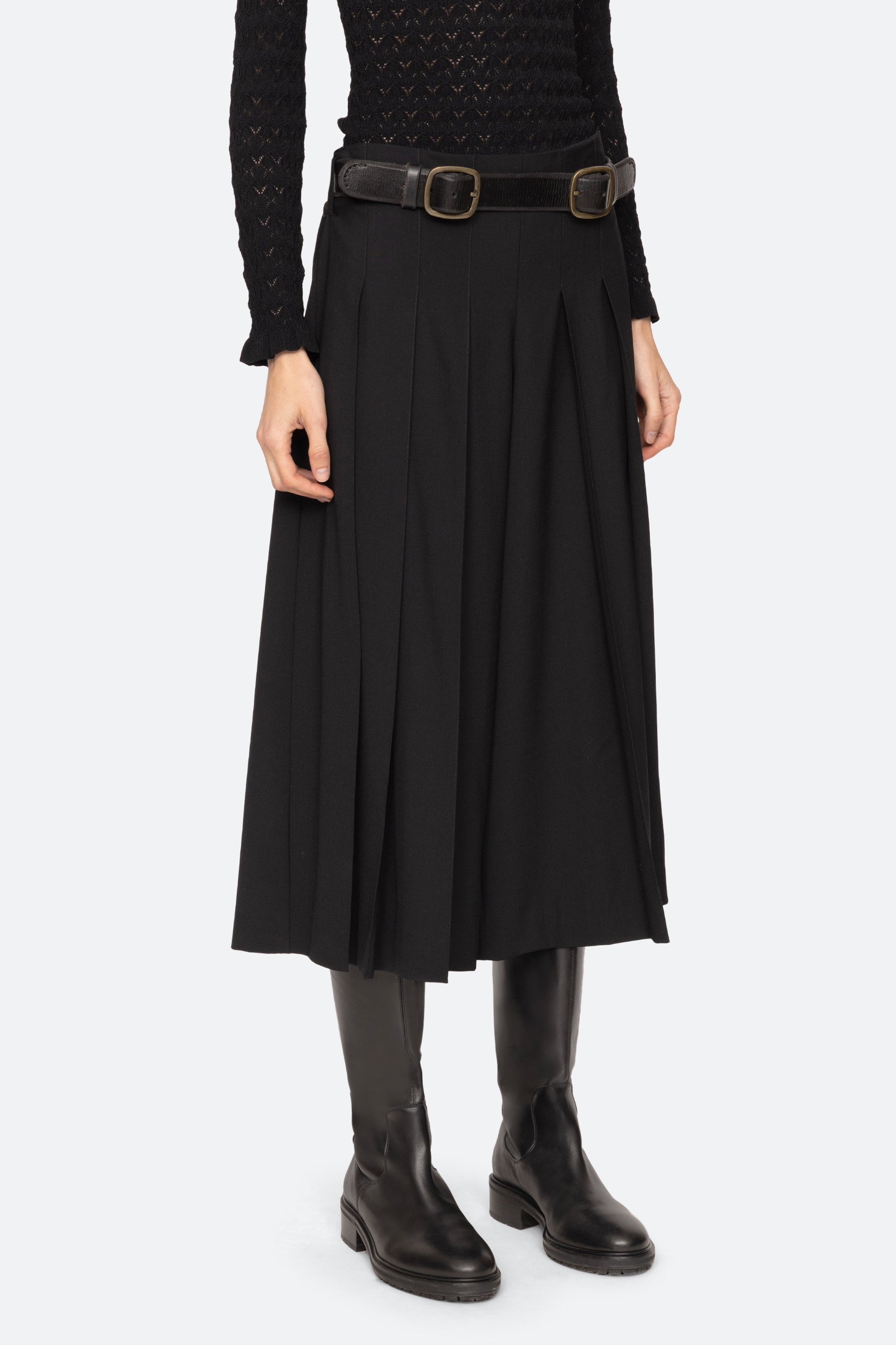 ELISA TROPICAL WOOL BELTED CULOTTES (D2)