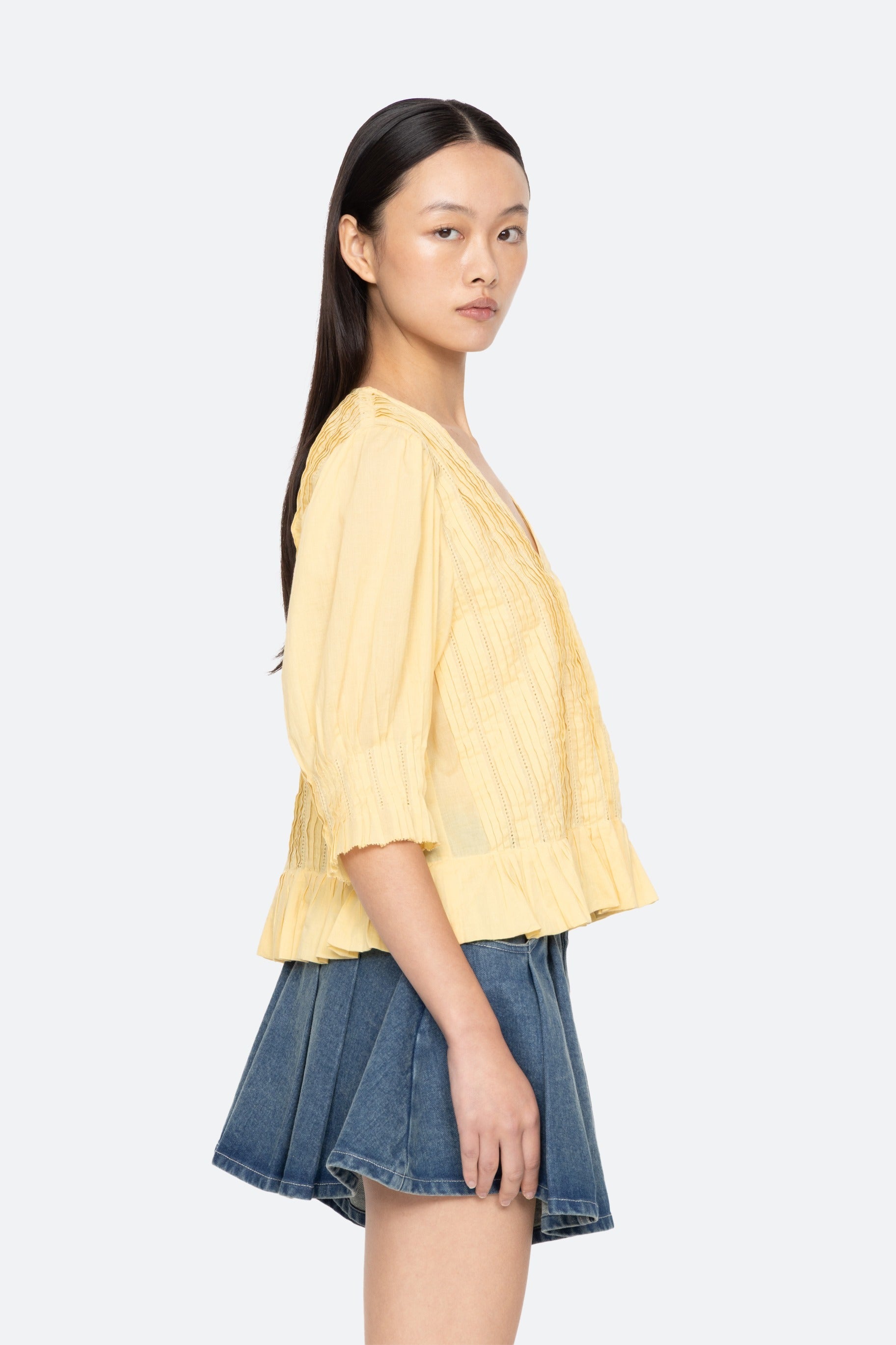 ALBERTE SOLID BUBBLE SLV BLOUSE (D1)