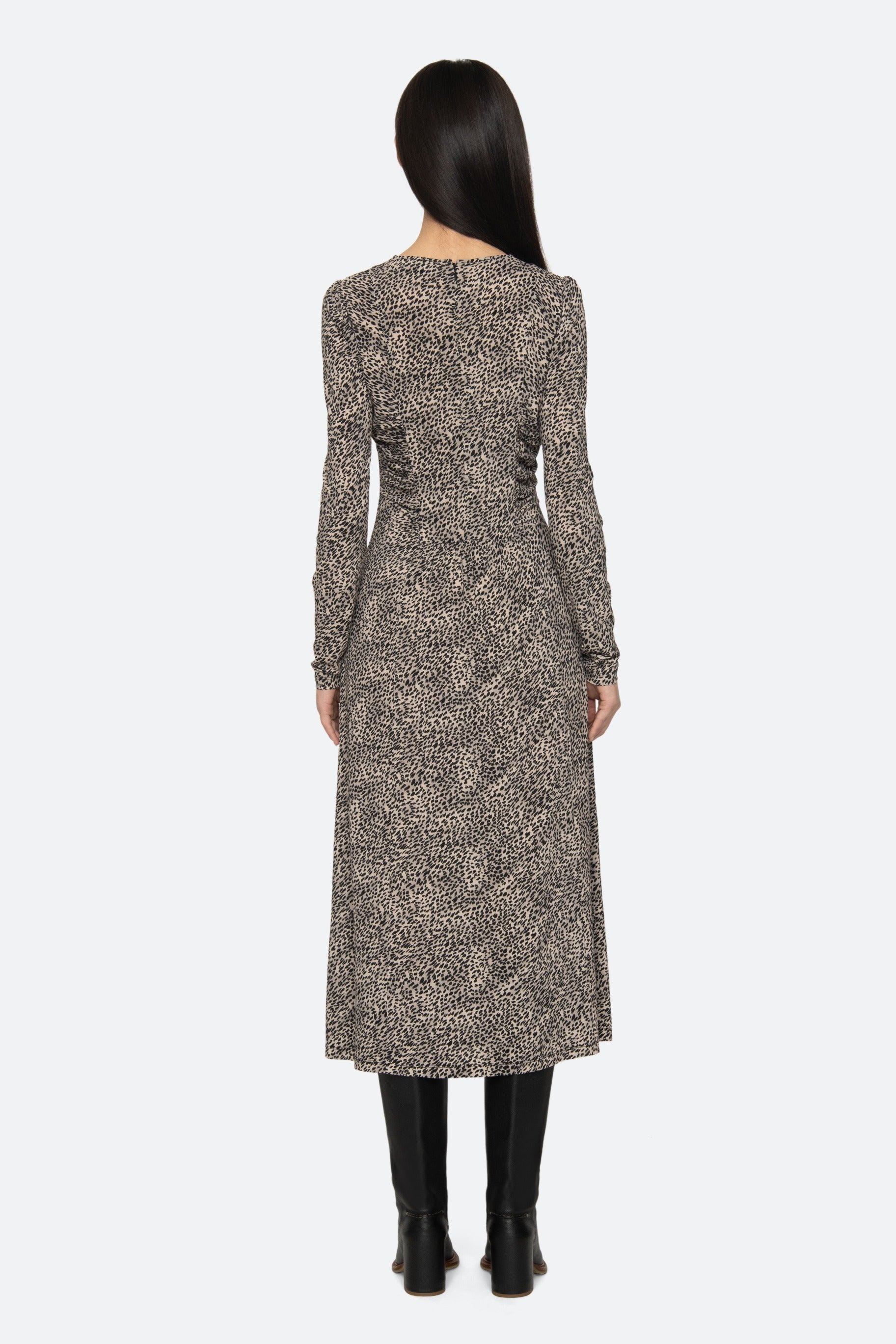 CHARLIZE PRINT L/SLV CREW DRESS (D2)