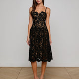 Flyn Lace Midi Dress Black