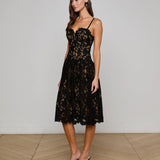 Flyn Lace Midi Dress Black