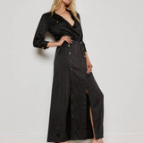 Uriah Satin Maxi Dress Black