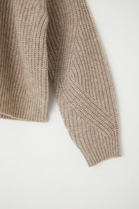 Twist Neck Knit Sweater Light Grey