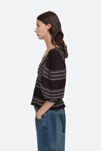 Mable Cambric Puff Sleeve Top Black