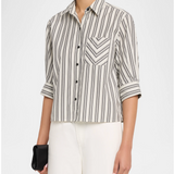 Lucia Striped Poplin Shirt Charcoal Stripe
