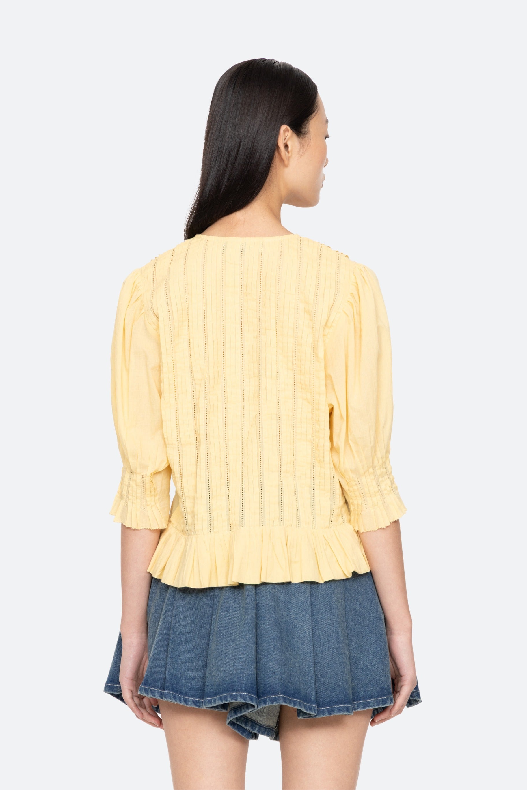 ALBERTE SOLID BUBBLE SLV BLOUSE (D1)
