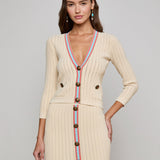 Irvin Cardigan Ecru/Coral/Pale Blue