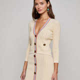 Irvin Cardigan Ecru/Coral/Pale Blue