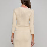 Irvin Cardigan Ecru/Coral/Pale Blue