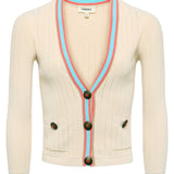 Irvin Cardigan Ecru/Coral/Pale Blue