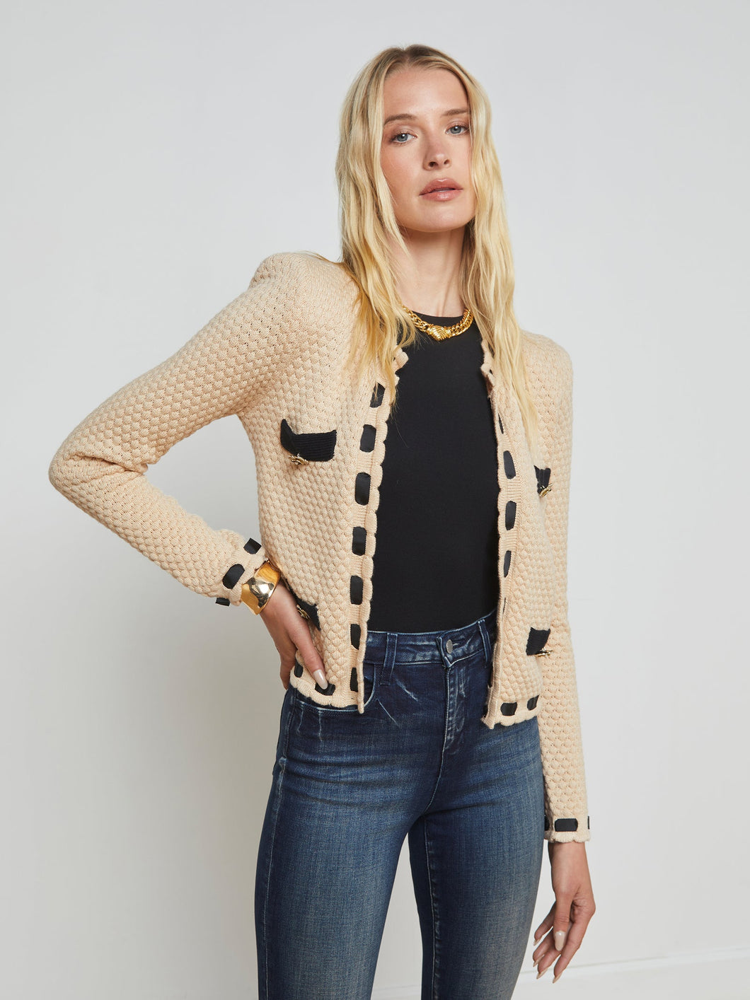 Astor Cardigan Biscuit/Black