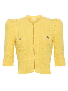 Delilah Cropped Cardigan Pale Yellow