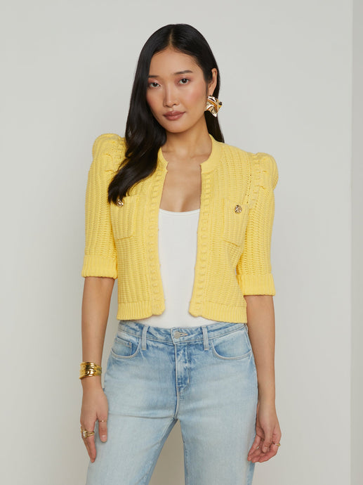Delilah Cropped Cardigan Pale Yellow
