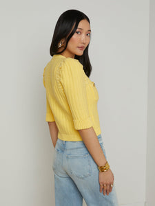 Delilah Cropped Cardigan Pale Yellow