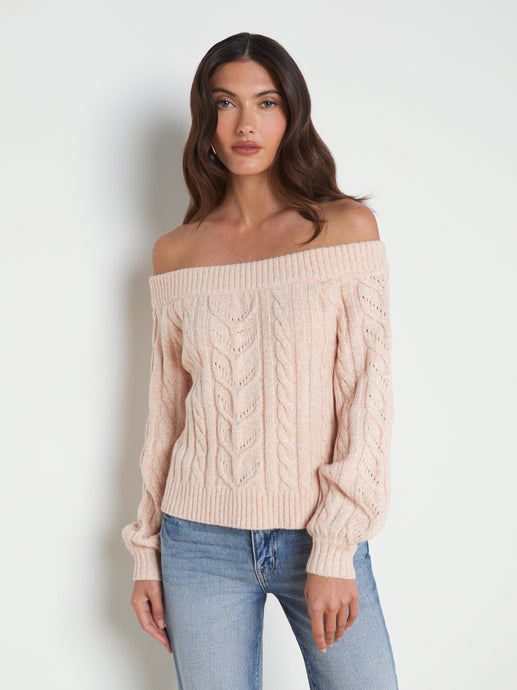 Vesta Off Shoulder Knit Sweater Pale Nude