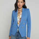Kenzie Metallic Knit Blazer Harbor Blue/Silver