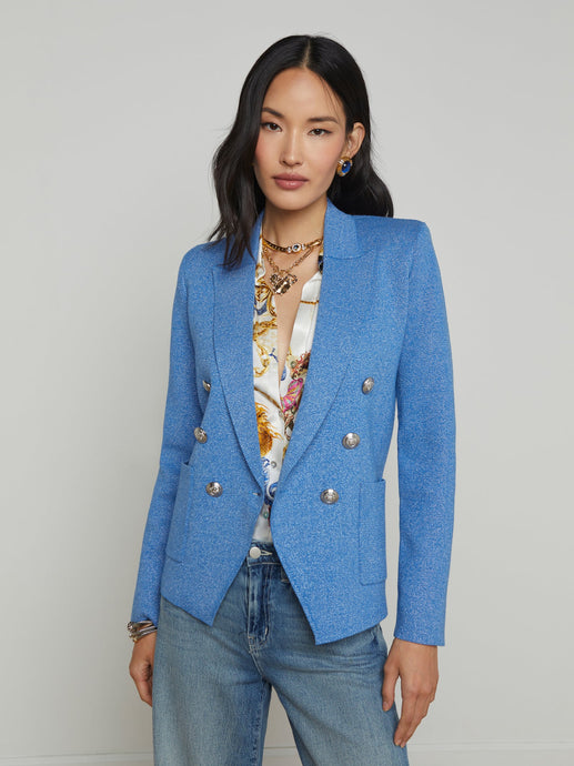 Kenzie Metallic Knit Blazer Harbor Blue/Silver