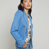 Kenzie Metallic Knit Blazer Harbor Blue/Silver