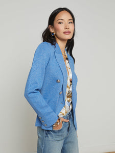 Kenzie Metallic Knit Blazer Harbor Blue/Silver