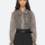 CHARLIZE PRINT L/SLV BOW TOP (D2)