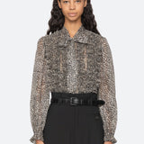 CHARLIZE PRINT L/SLV BOW TOP (D2)