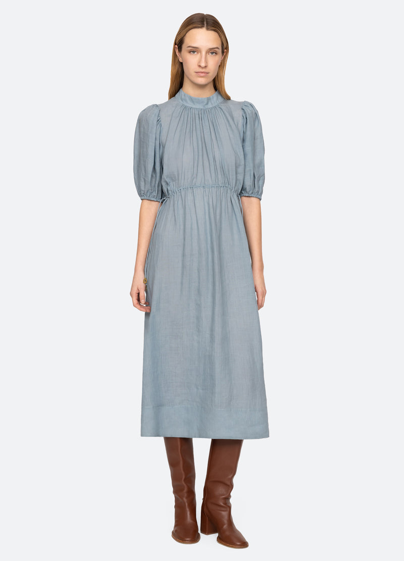 Anise Puff Sleeve Dress Blue