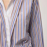 Double Layer Effect Shirt Blue Brown Stripe