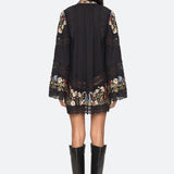 RUWA EMB L/SLV FLARE MINI DRESS (D2)