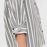 Lucia Striped Poplin Shirt Charcoal Stripe