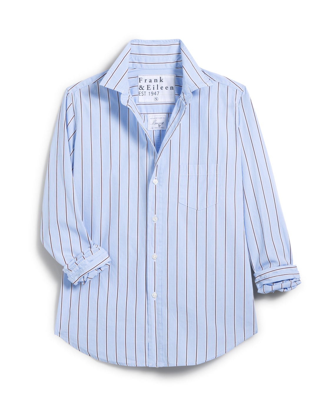 Barry Tailored Button-Up Blue Brown Multi Stripe