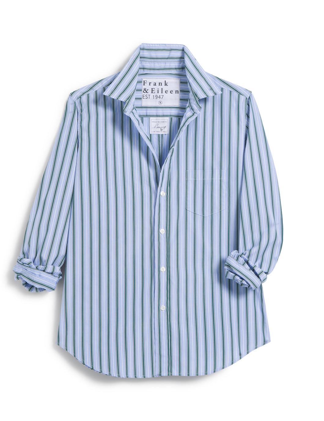 Barry Tailored Button-Up Blue Green Multi Stripe