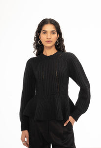 Freya Peplum Sweater Black
