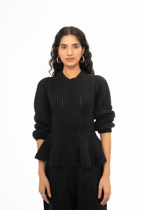 Freya Peplum Sweater Black