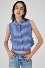 Short Length Striped Shirt Blue