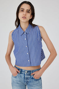 Short Length Striped Shirt Blue