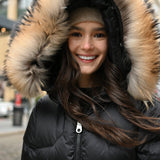 Camille Long Coat Black w/ Fur