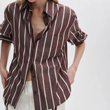 Connie Striped Shirt Brown