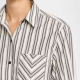 Lucia Striped Poplin Shirt Charcoal Stripe