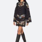 RUWA EMB L/SLV FLARE MINI DRESS (D2)