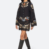 RUWA EMB L/SLV FLARE MINI DRESS (D2)