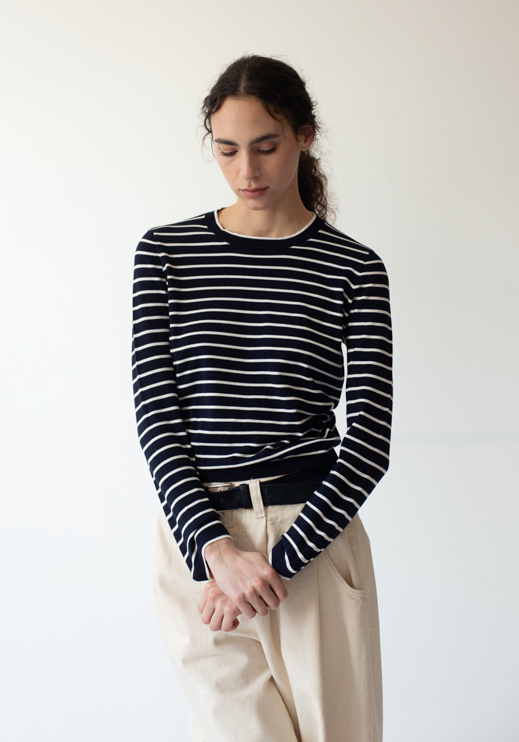 Dutton Stripe Top Navy/White