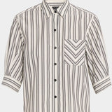 Lucia Striped Poplin Shirt Charcoal Stripe