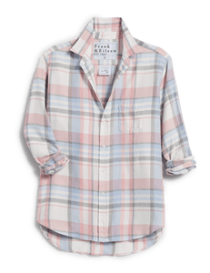 Eileen Button-Up Shirt Pink Blue Gray Plaid