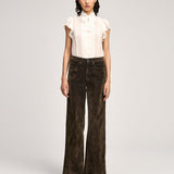 Flocked Betsy Jeans Dark Olive