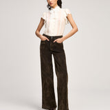 Flocked Betsy Jeans Dark Olive