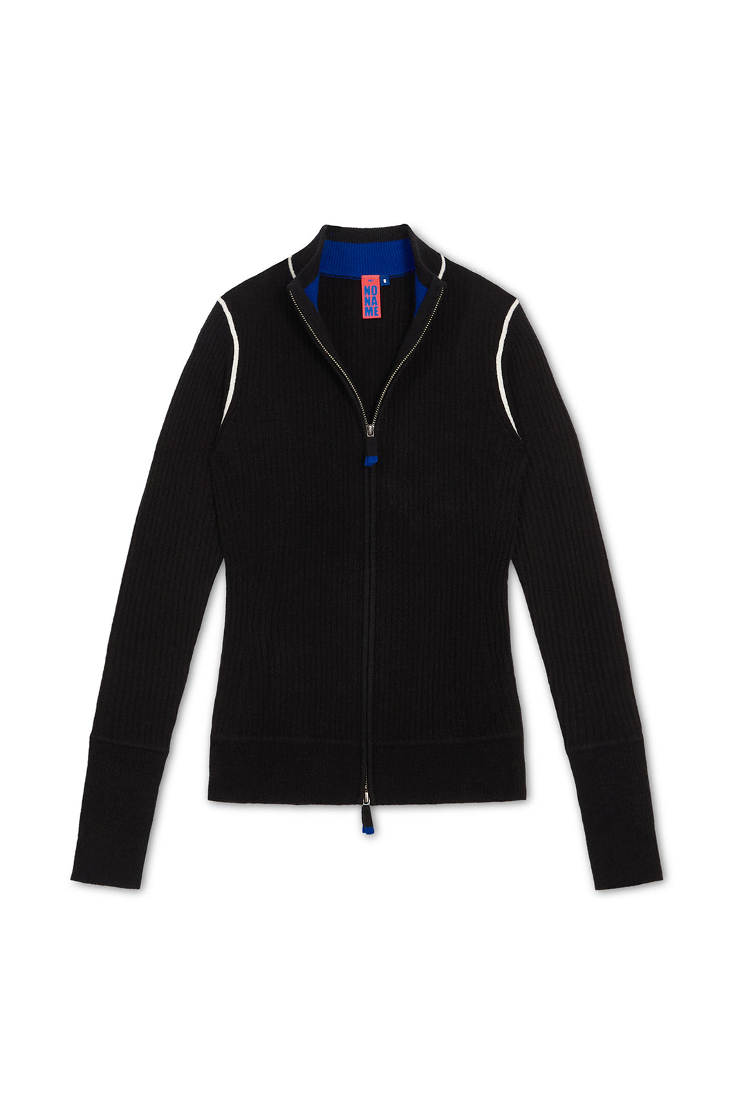 Simone Zip Up Cardigan Black/Eco Paper Trim