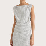 Margaux Midi Dress Navy Stripe