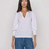Flora Peasant Tee White